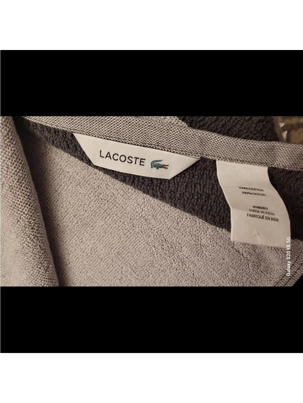 Lacoste Bath Towel 100% Cotton 30" x 52" Gray Big Crocodile Logo - Picture 6 of 8